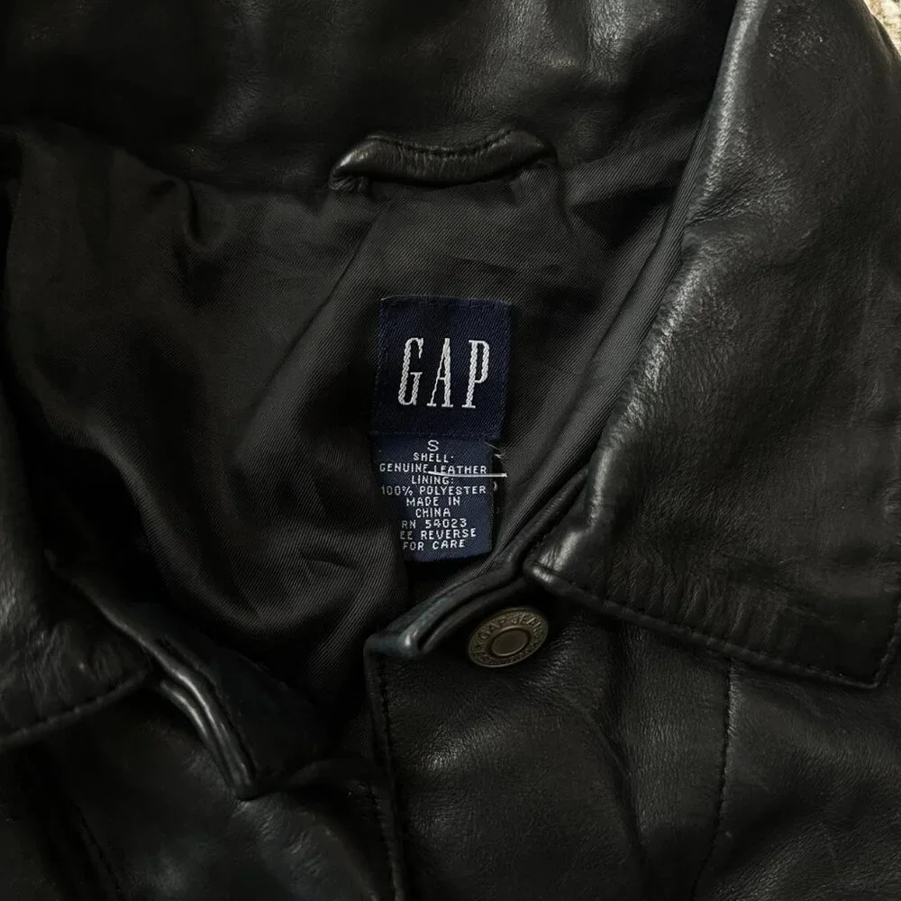 Vintage Y2K Gap Black Leather Jacket - Picture 4 of 4